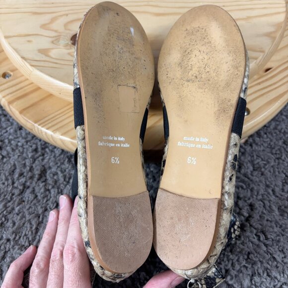 Saks Fifth Avenue Sandals Womens Size 6.5 Leather Snakeskin Print Made in Italy - Picture 7 of 7